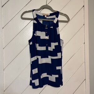 Banana Republic Geometric Navy and White Blouse